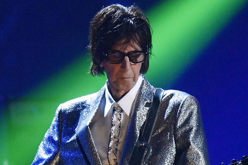 Ric Ocasek of the Cars performs during the Rock and Roll Hall of Fame Induction ceremony in Cleveland on April 14, 2018.