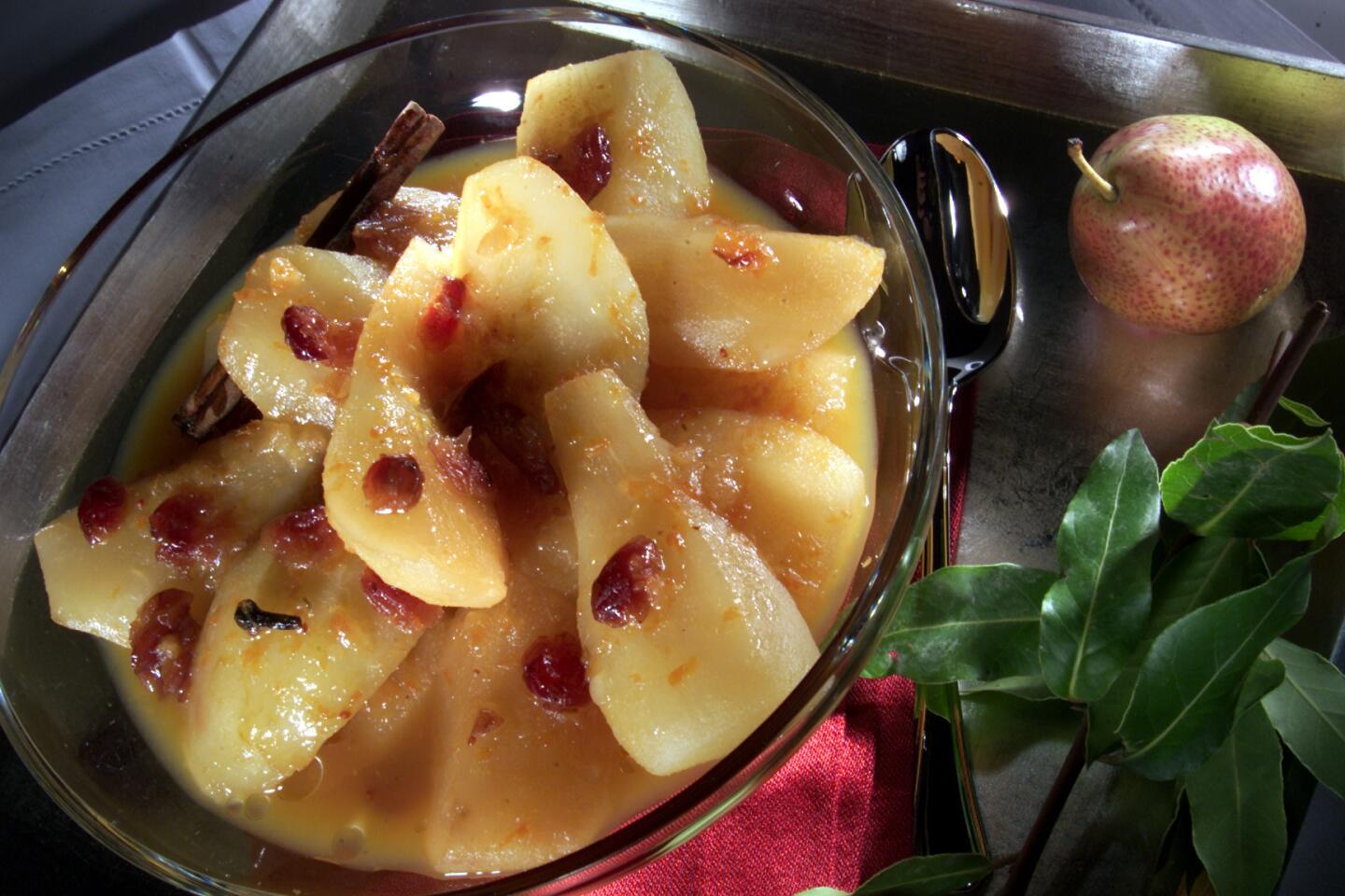 Winter pear compote with dried cranberries