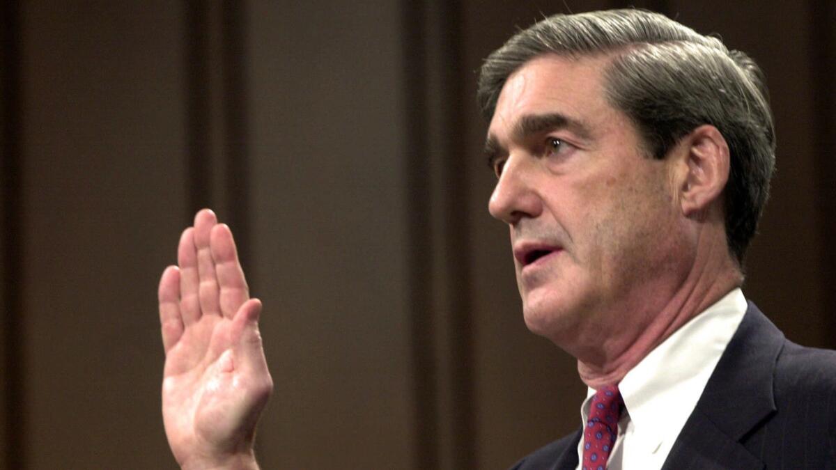 Robert Mueller is sworn in to be the FBI director on July 30, 2001.