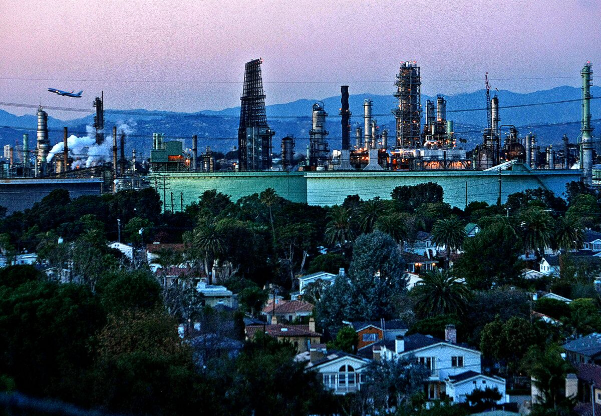 The Chevron oil refinery in El Segundo, Calif., is seen on Jan. 13, 2011.