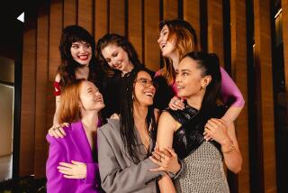 LOS ANGELES, CA - MAY 8: The cast of Yellowjackets photographed for LA Times in Los Angeles, CA on May 8, 2023 by Tracy Nguyen. Pictured from top left to right, Sophie Thatcher, Samantha Hanratty and Sophie Nelisse. Pictured from bottom left to right, Liv Hewson, Jasmin Savoy Brown and Courtney Eaton. (Tracy Nguyen / For The Times)