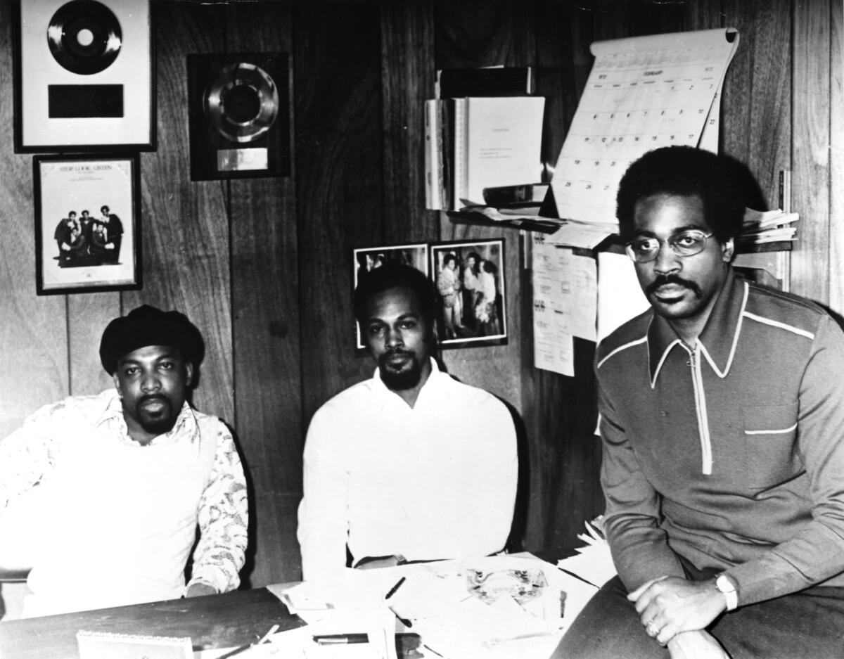 Leon Huff, from left, Thom Bell and Kenny Gamble in 1973