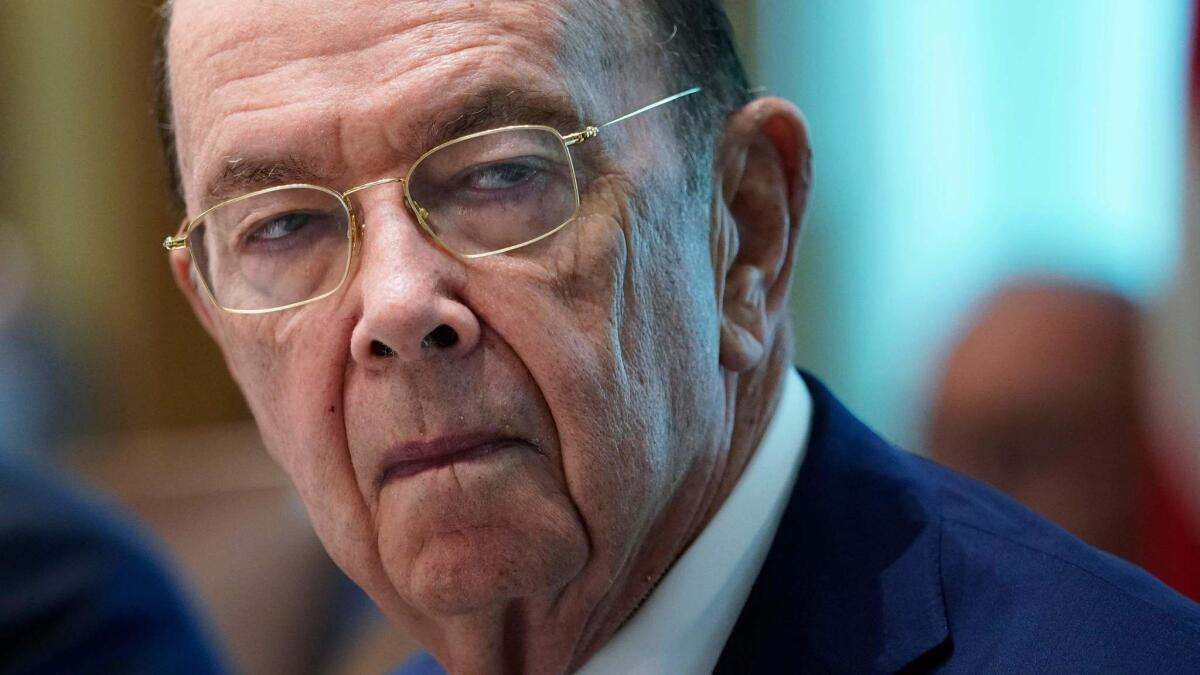 Commerce Secretary Wilbur Ross takes part in a Cabinet meeting at the White House on Aug. 16, 2018.