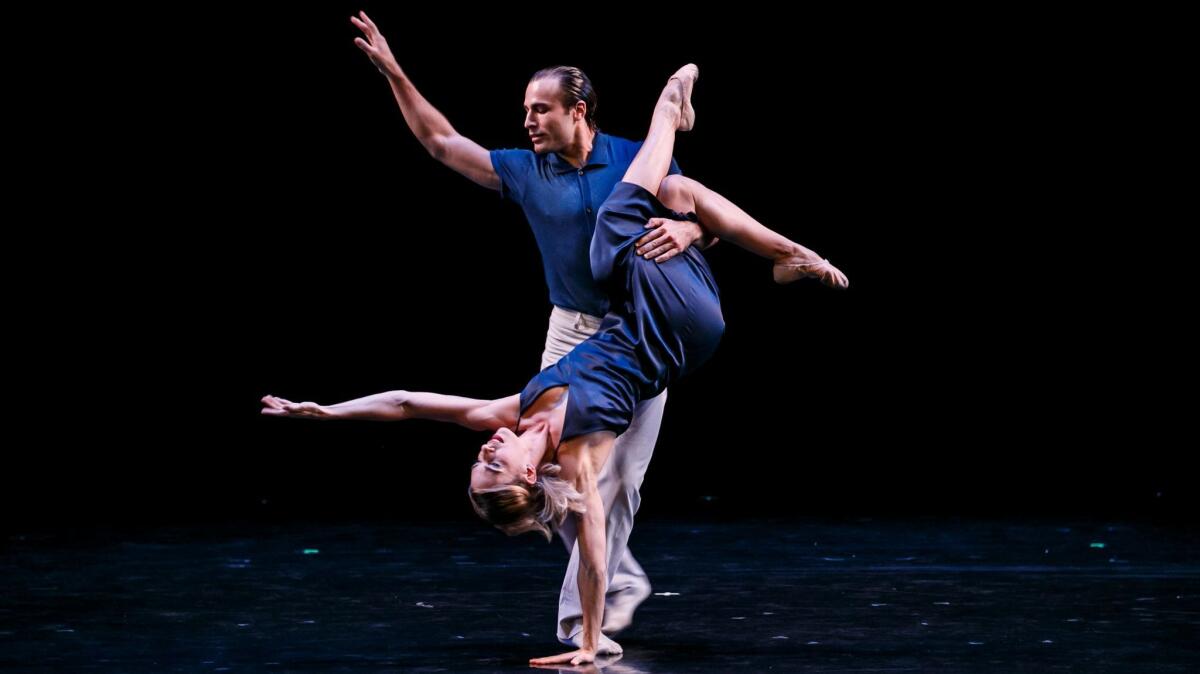 Joseph Kudra and Tina Finkelman Berkett of BodyTraffic dance choreographer Richard Siegal's "3 Preludes" Thursday at the Broad Stage in Santa Monica.
