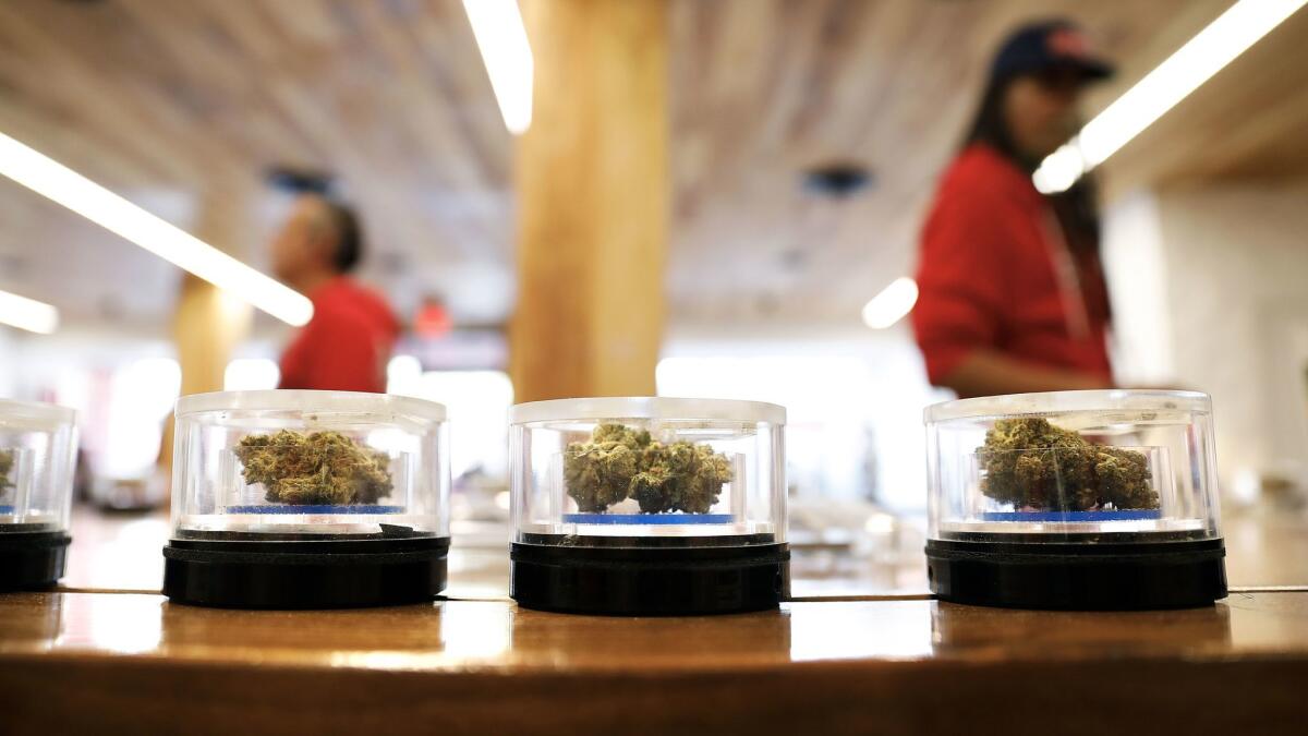 Marijuana on display at MedMen in West Hollywood on the first day of recreational sales.