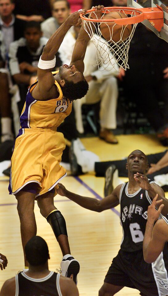 Kobe Bryant dunks against the San Antonio Spurs in the 2001 Western Conference finals.