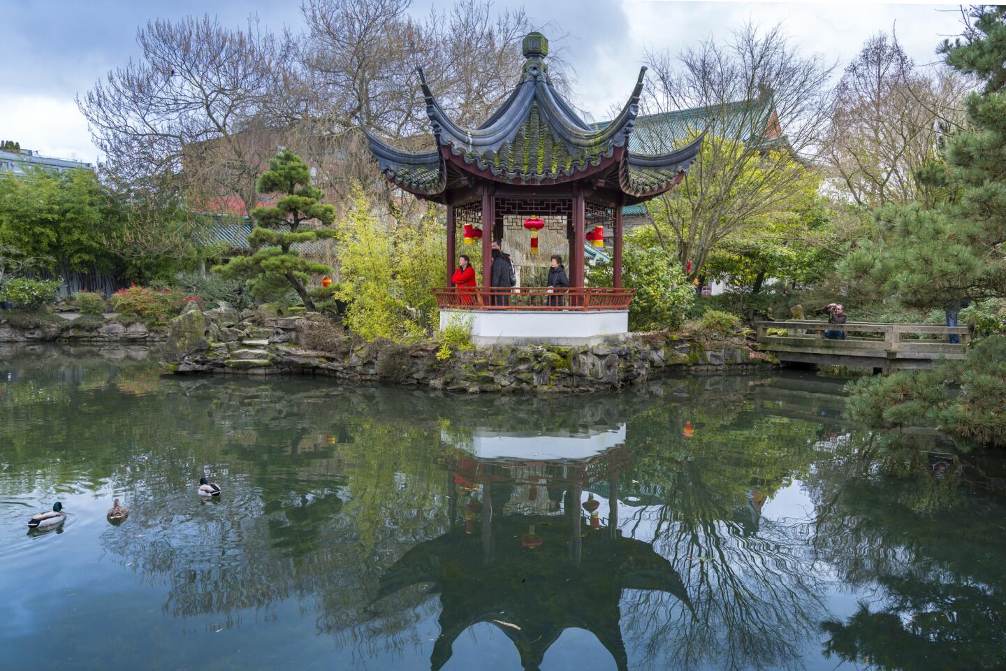 Vancouver has one of the biggest Chinatowns in North America. Here, a pagoda casts its reflection at the neighborhood's Dr. Sun Yat-Sen Classical Chinese Garden.