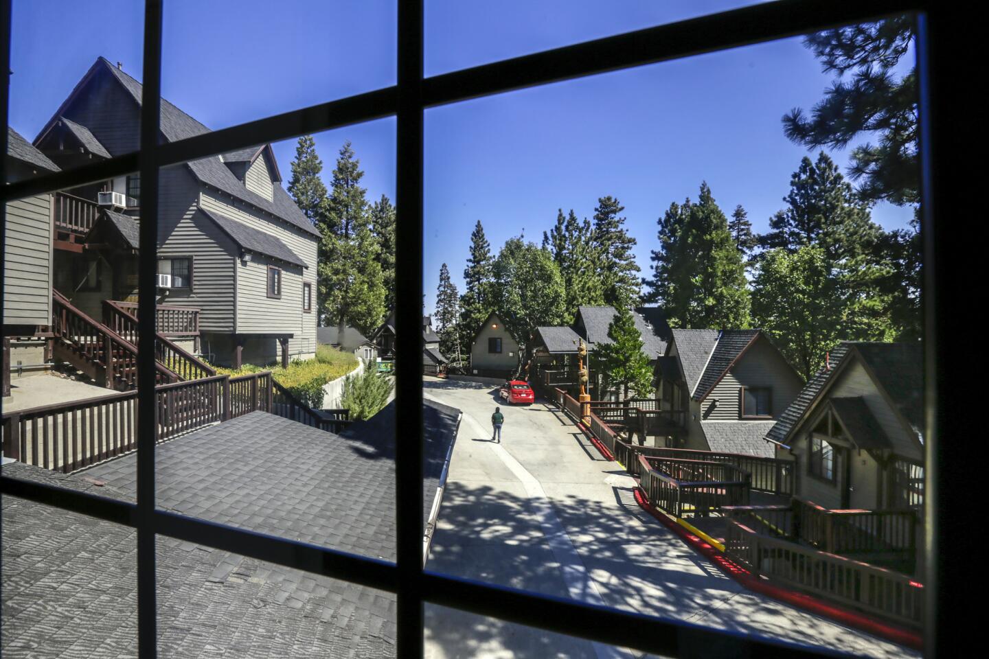 A view of City of Commerce camp that has vacation cabins for residents just a quarter-mile from Lake Arrowhead. Camp Commerce has 10 two-story cabins, a lodge, pool, basketball and volleyball courts.