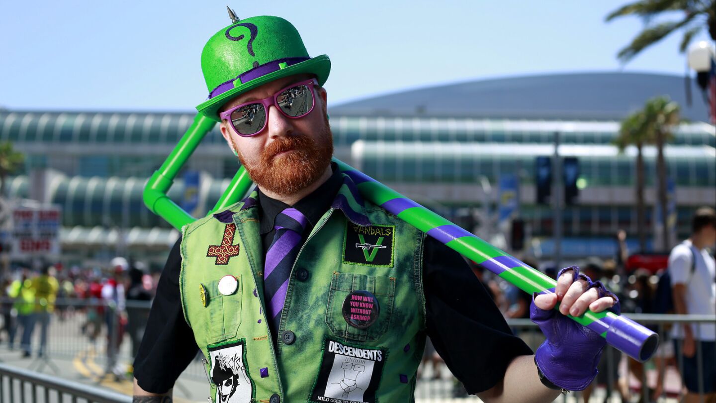 Oz Kraus of Phoenix dressed as a punk Riddler at Comic-Con in San Diego.