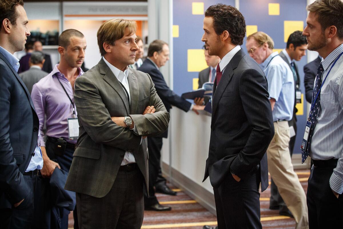 Steve Carell, left, and Ryan Gosling star in "The Big Short."