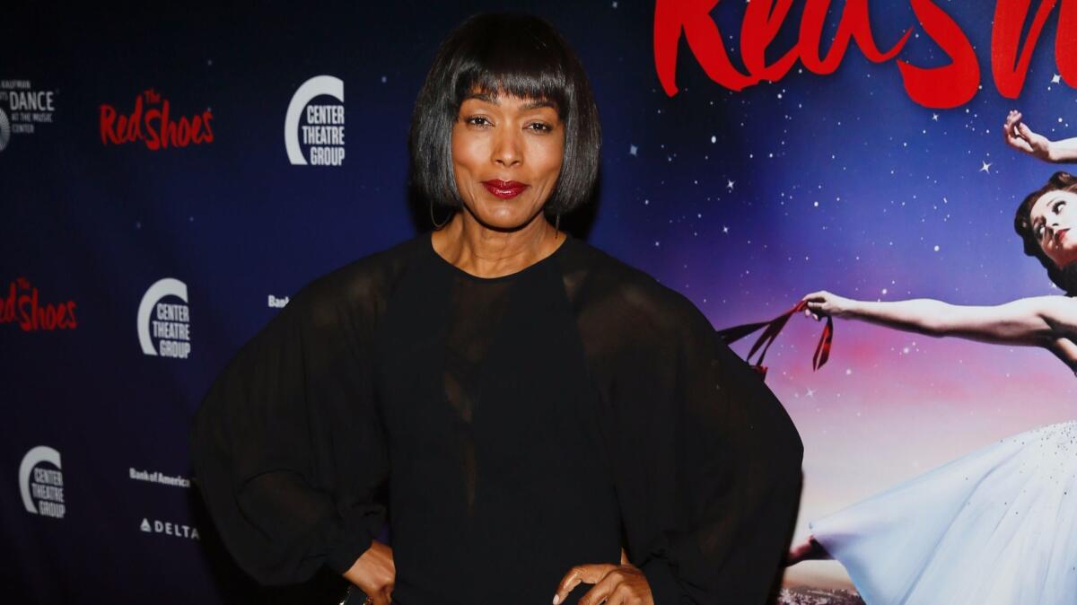 Angela Bassett arrives for the opening night performance of "The Red Shoes" at the Ahmanson Theatre on Sept. 19, 2017.
