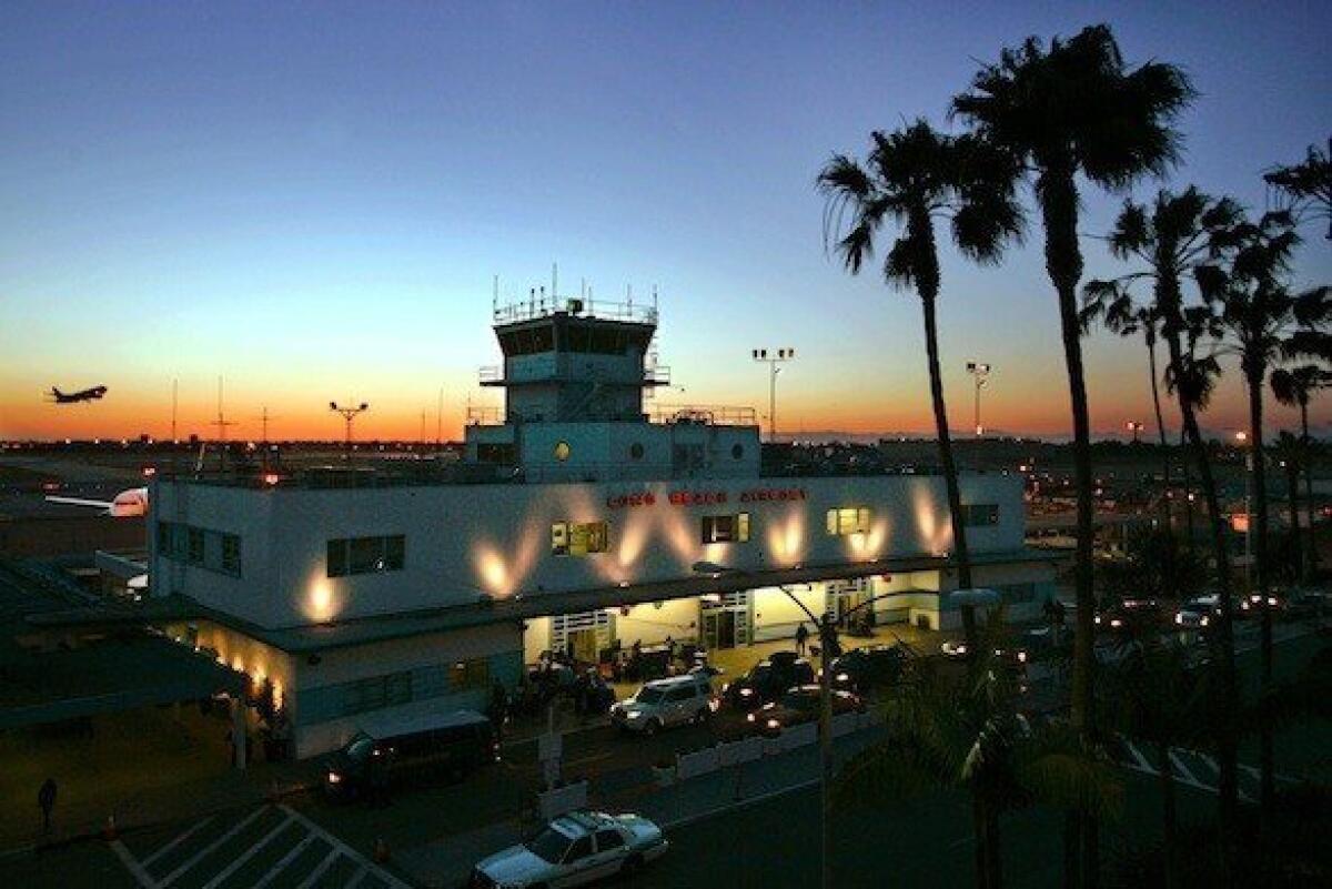 The original Long Beach Airport building was completed in 1941. A new passenger concourse will open Wednesday.