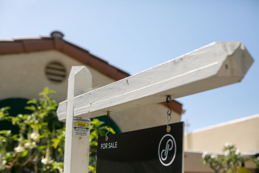 SAN DIEGO, CA - JULY 28: A home is for sale at 2234 Bancroft Street on Tuesday, July 28, 2020 in San Diego, CA. As of May, prices in the San Diego metropolitan area had risen 5.2 percent in a year, the S&P CoreLogic Case-Shiller Indices reported Tuesday. (Sam Hodgson / The San Diego Union-Tribune)