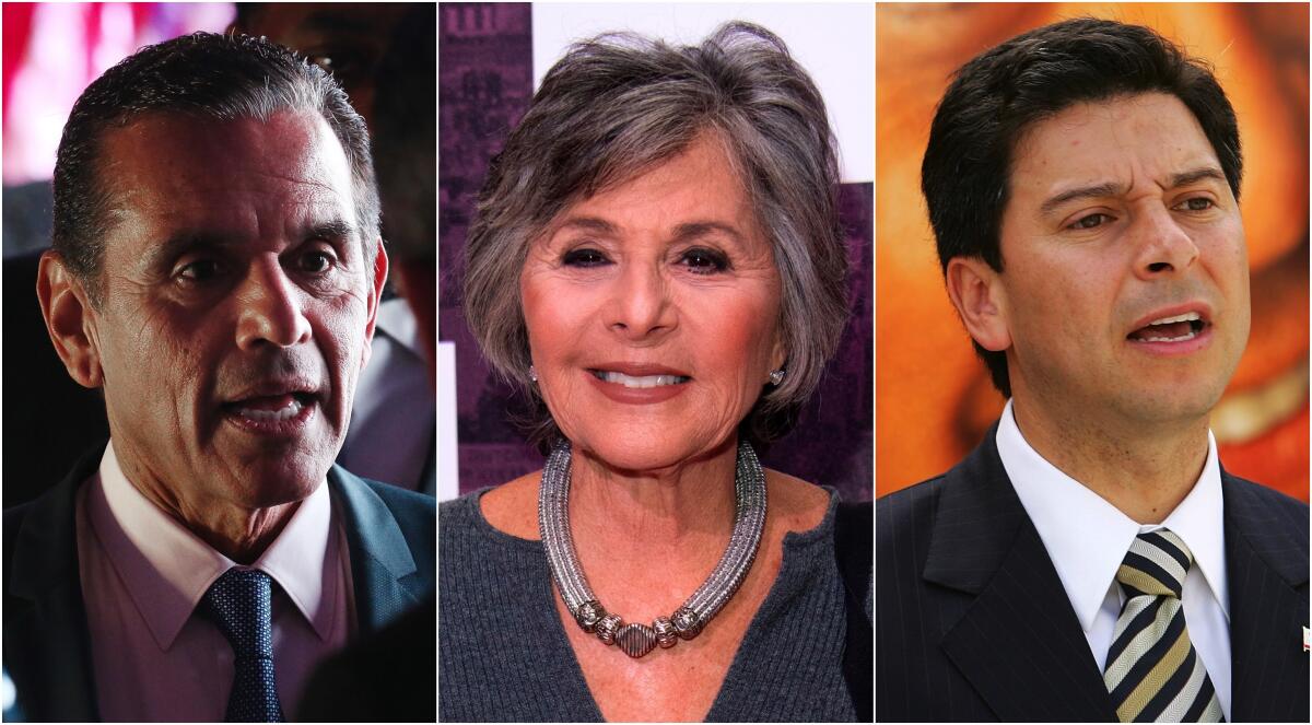 From left; Antonio Villaraigosa, BarbaraBoxer and Fabian Nunez 