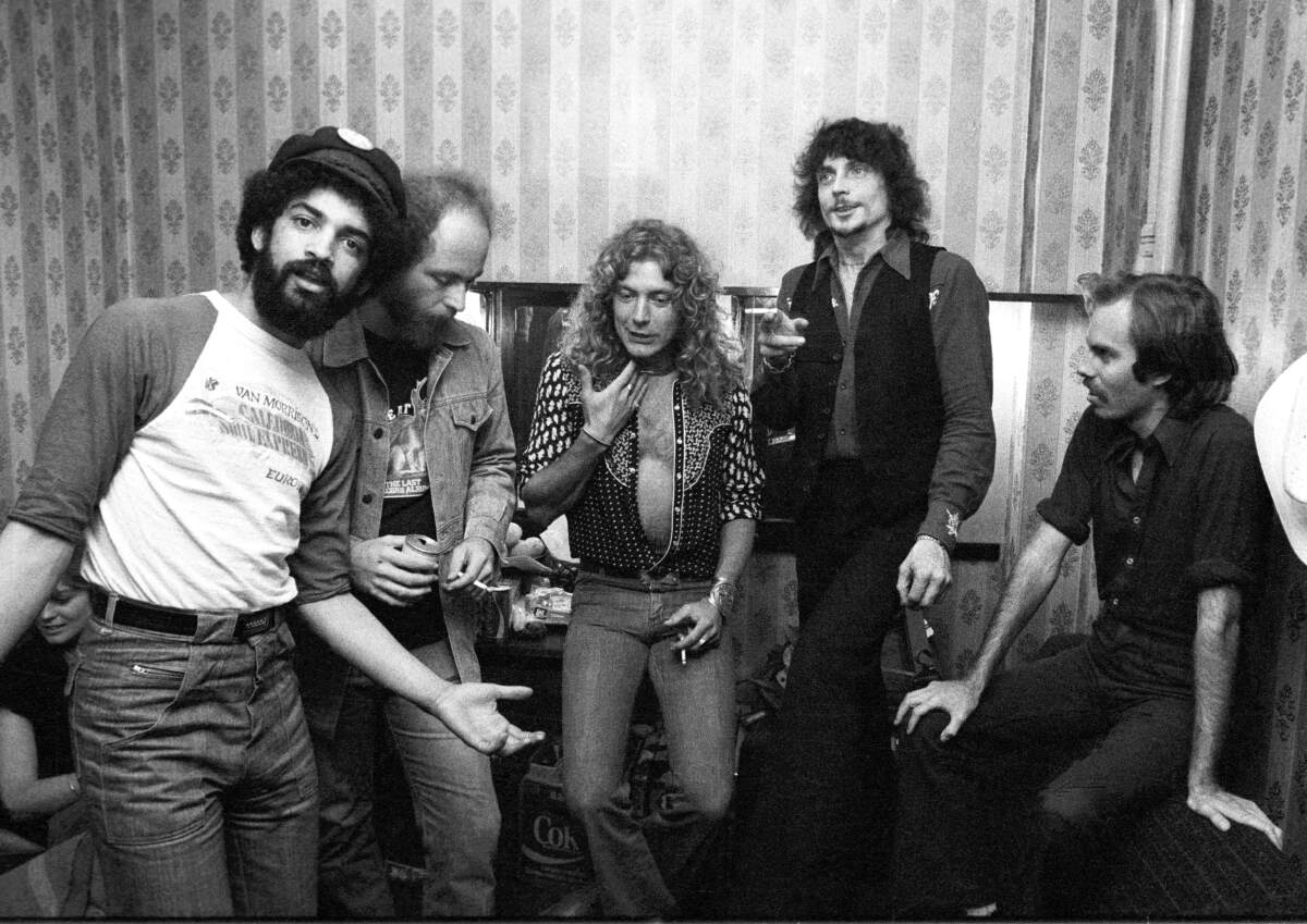 Robert Plant and four of Little Feat's six members in the mid 1970s