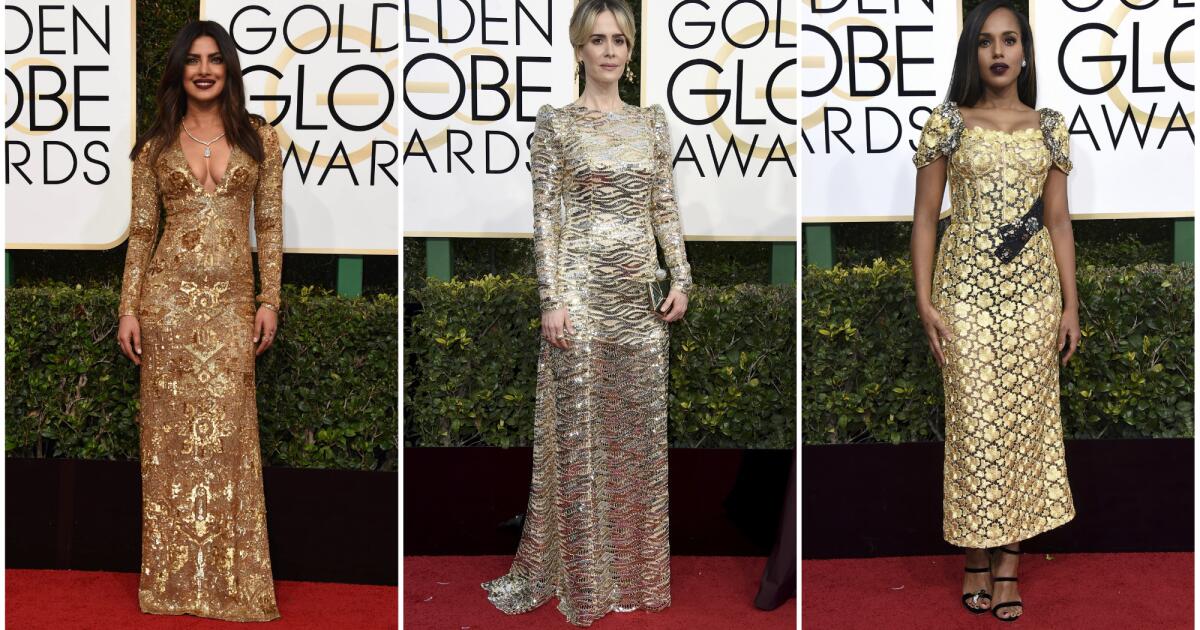 Golden Globes red carpet fashion: necklines plunge south, metallics shine and women wear menswear