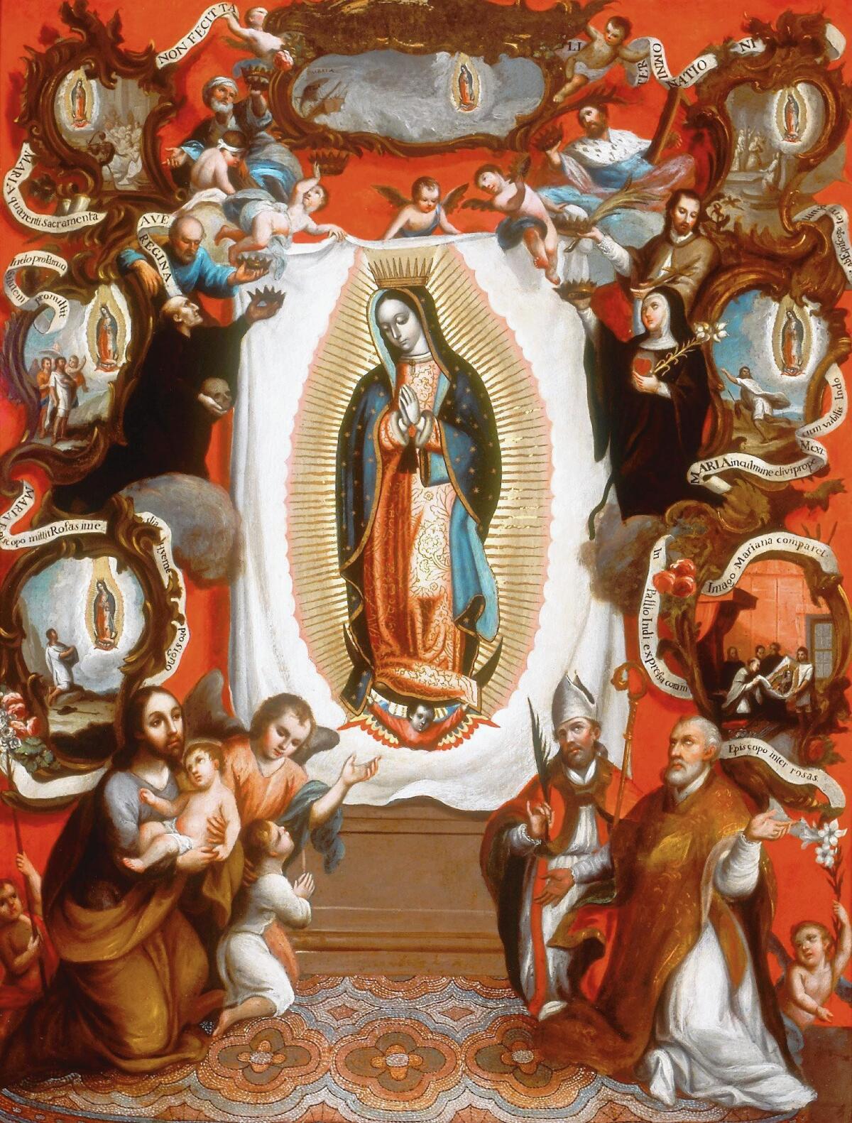 "Exaltacin del Patronato de la Virgen de Guadalupe," an 18th-century oil on copper painting attributed to Jos de Alcbar. (Coleccin Prez Simn, Mexico / Arturo Piera)