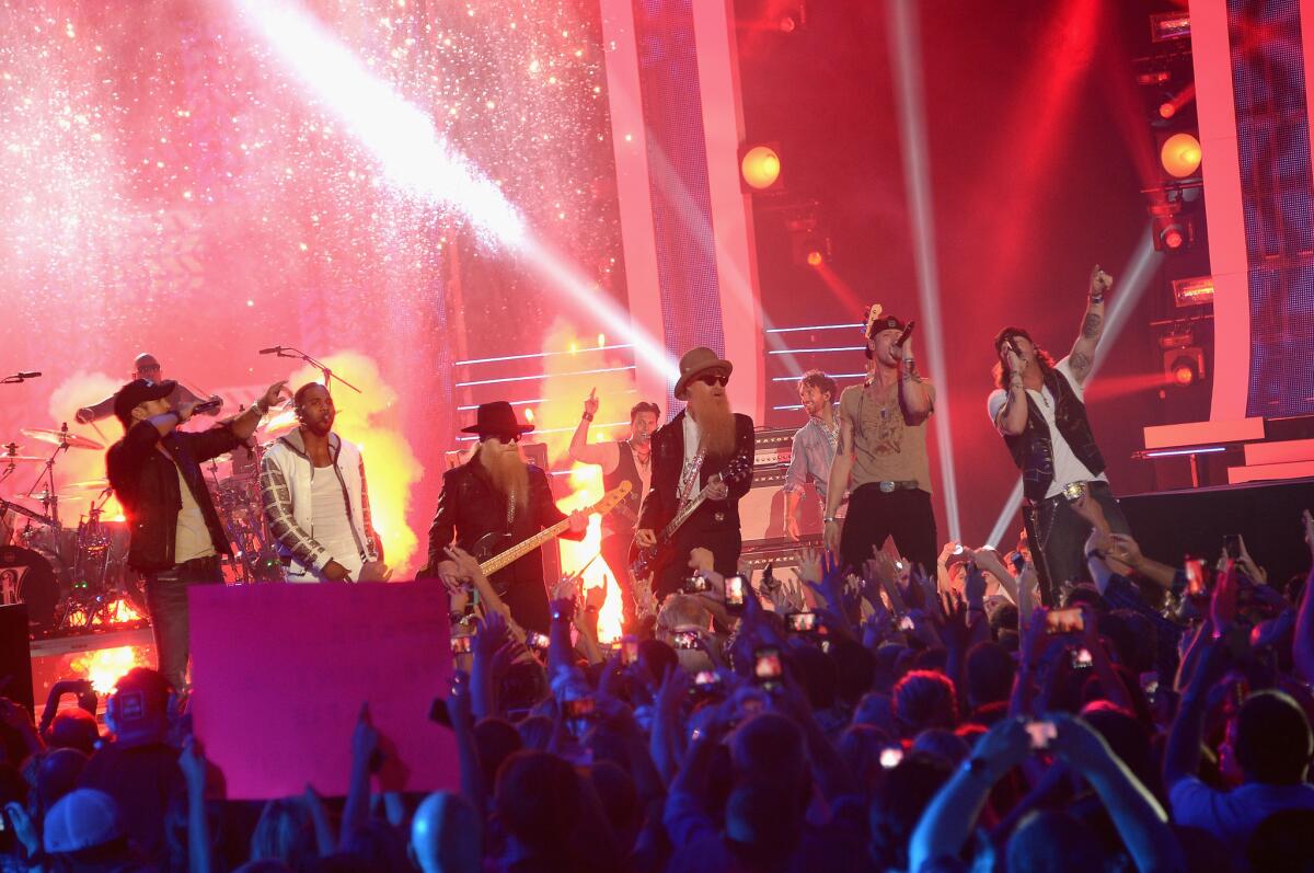 Luke Bryan, Jason Derulo, ZZ Top and Florida Georgia Line perform Wednesday night at the 2014 CMT Music Awards in Nashville.