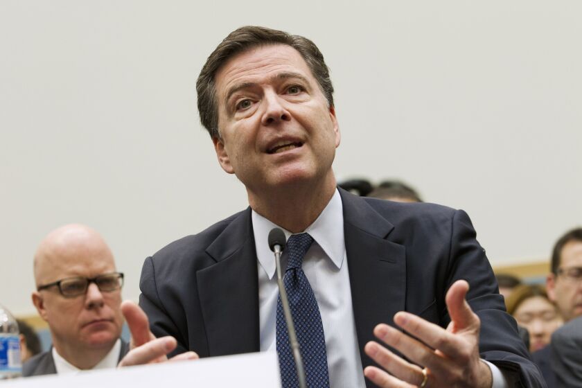 FBI Director James B. Comey testifies on Capitol Hill in March.