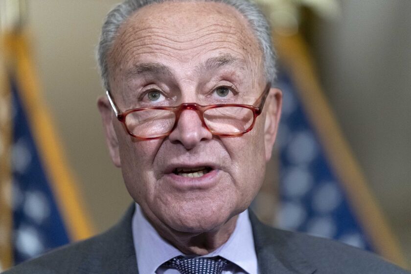 Senate Majority Leader Chuck Schumer, D-N.Y., speaks during a news conference following the Democrats policy luncheon meeting on Capitol Hill, Tuesday, Sept. 20, 2022, in Washington. (AP Photo/Jose Luis Magana)