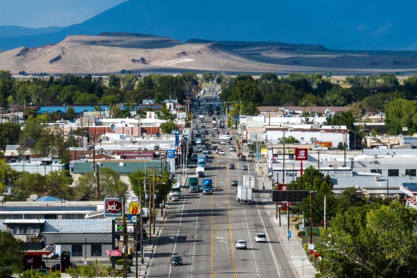 Los Angeles, CA - September 21: Main Street in Bishop. Owens Valley business and counties are concerned about how their leases are controlled by the Los Angeles Department of Water and Power, photographed on Thursday, Sept. 21, 2023 in Los Angeles, CA. (Brian van der Brug / Los Angeles Times)