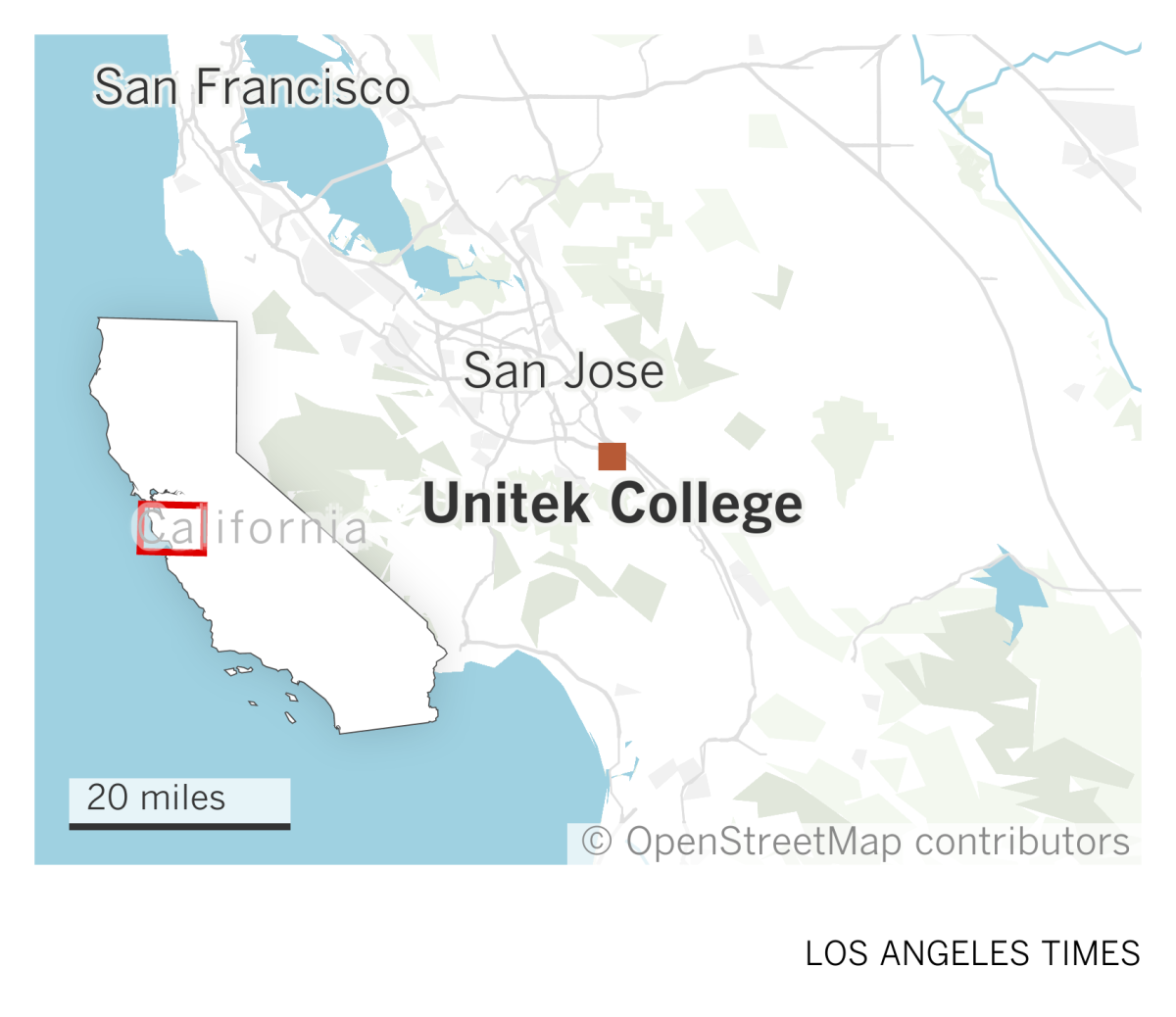 A map of the San Francisco Bay Area shows the location of Unitek College in south San Jose