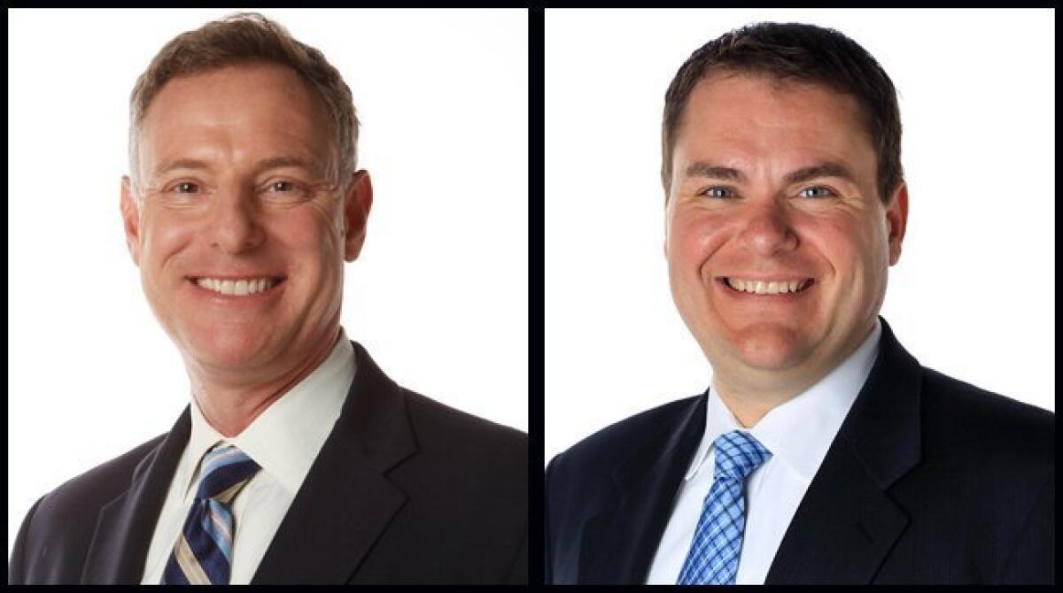 Scott Peters (L) and Carl DeMaio — U-T San Diego