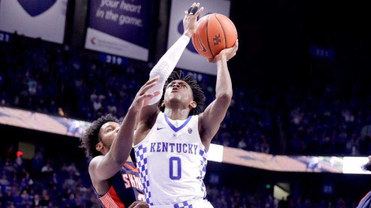 Kentucky guard De'Aaron Fox shoots during the game against Tennessee Martin on Nov. 25.