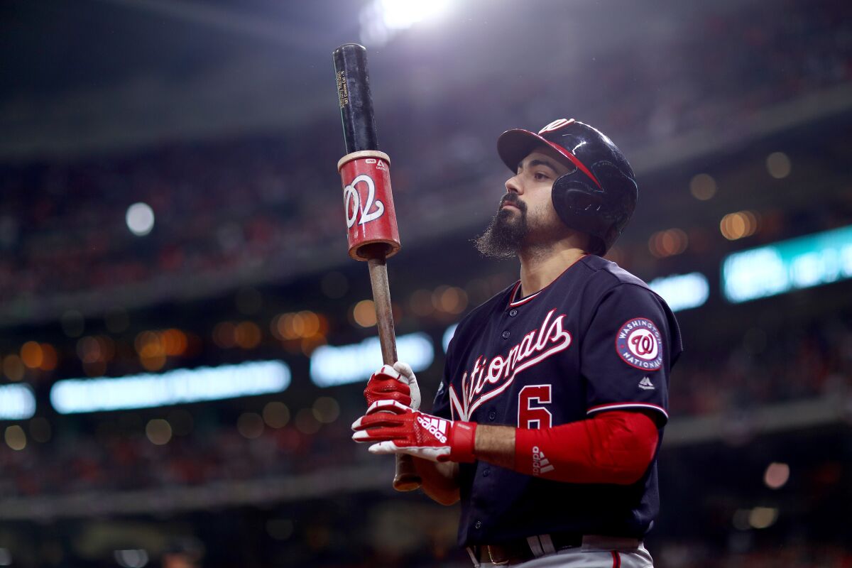 Nationals third baseman Anthony Rendon waits to bat during the fourth inning of Game 7 of the World Series against the Astros on Oct. 30.