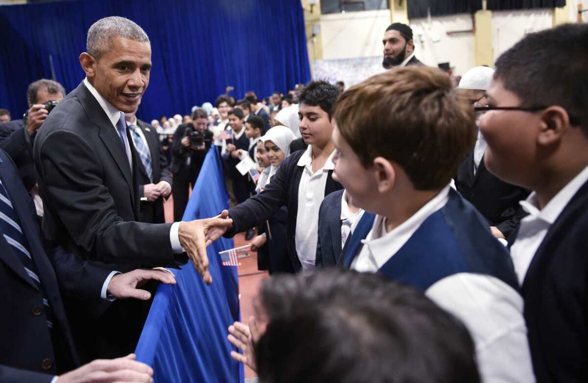 President Obama visits a mosque in Baltimore on Wednesday.
