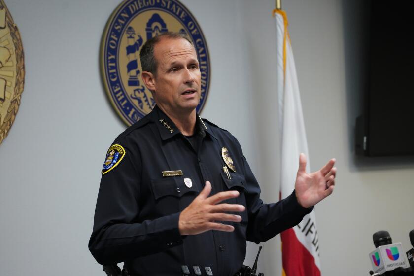 San Diego, CA - July 14: At San Diego Police Department Headquarters on Wednesday, July 14, 2021 in San Diego, CA., San Diego Police Chief, Davids Nisleit spoke with reporters about the rise in ghost guns used in crime. Nisleit also spoke about the gun violence reduction plan that was implemented last Friday July 9, 2021. (Nelvin C. Cepeda / The San Diego Union-Tribune)