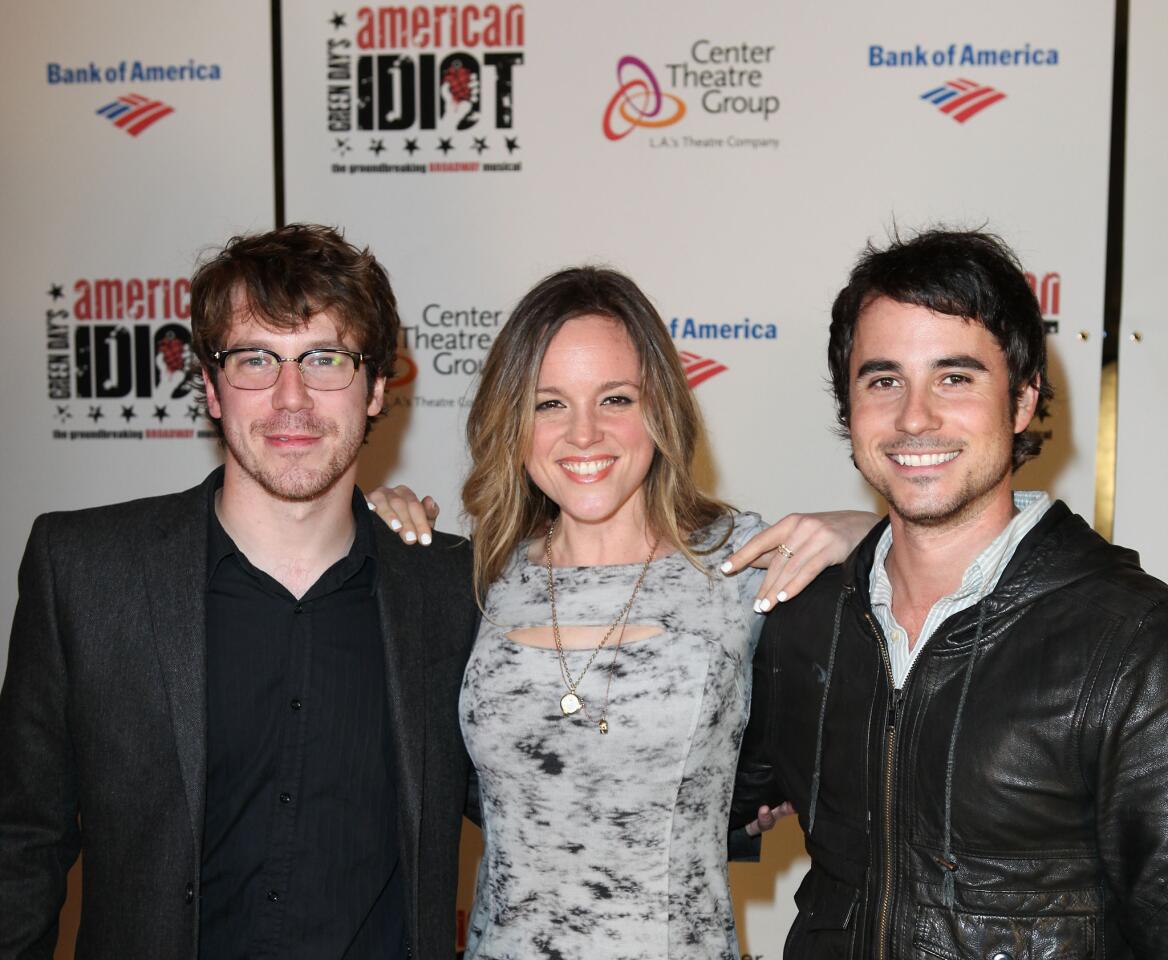 The touring cast got the once-over from Broadway cast members, from left, John Gallagher Jr., Libby Winters and Sean Wing.