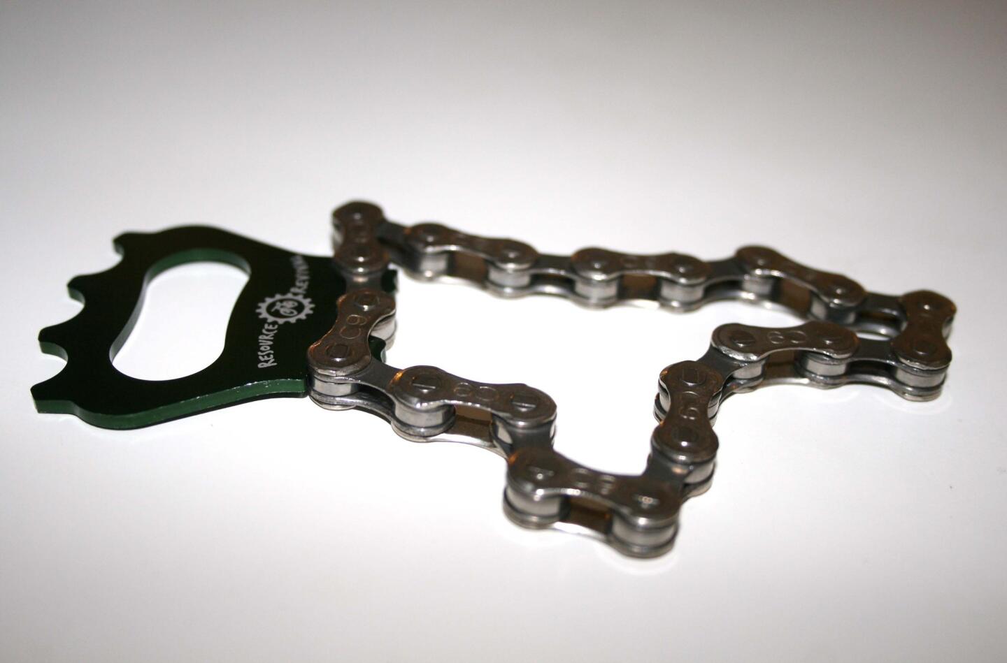 Bike chain bottle opener