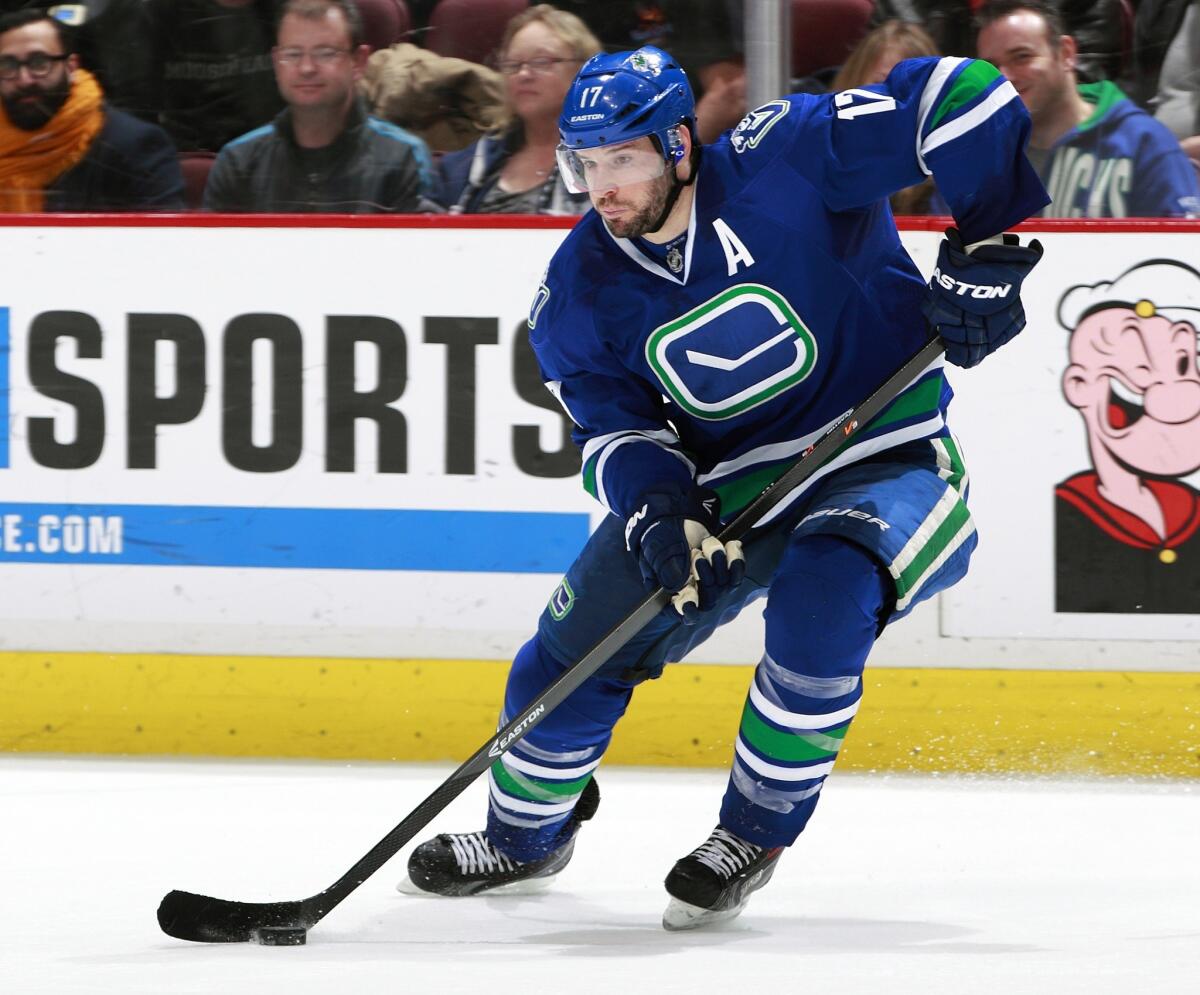 Ryan Kessler had 25 goals and 18 assists for Vancouver last season. He was traded to the Ducks for center Nick Bonino, defenseman Luca Sbisa and a first-round draft pick in May.