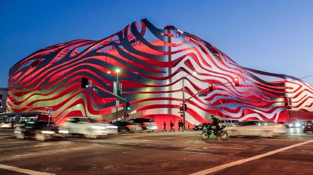 The redesigned Petersen Automotive Museum on Wilshire Boulevard on LA's Miracle Mile.