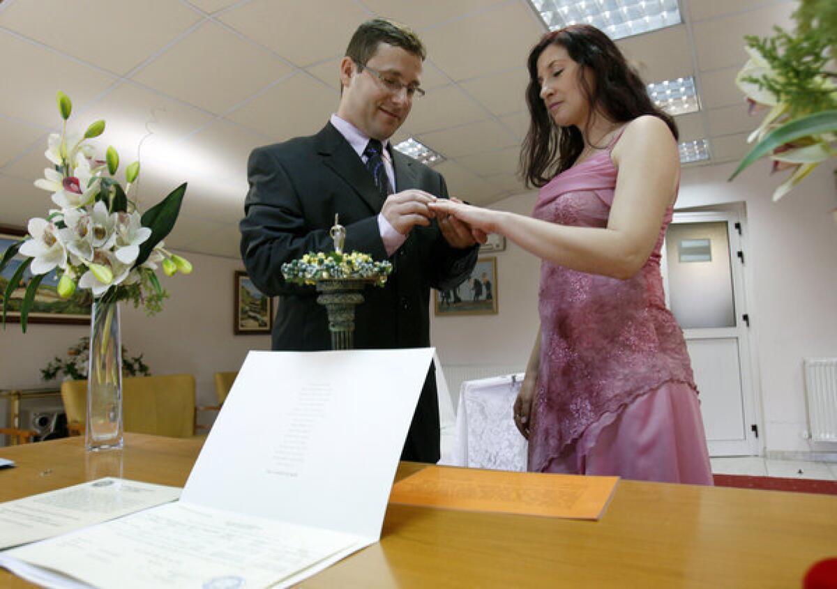 A national survey found that interfaith couples are much more likely to have used a civil official instead of a religious leader. Above: Lebanon and Israel recognize civil marriages as long as they're performed abroad, and the closest venue is Cyprus where this interfaith couple were married.