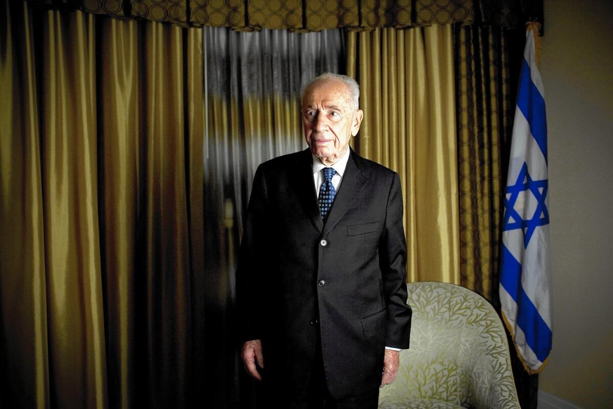 Shimon Peres, former president of Israel, at the Beverly Wilshire in Beverly Hills on Feb. 10.