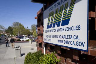 File - In this April 9, 2019, file photo, people approach the California Department of Motor Vehicles office in the Arleta neighborhood of Los Angeles. California's Department of Motor Vehicles improperly disclosed private information to seven other agencies on more than 3,000 people who had been under some type of criminal investigation. The department is sending letters Tuesday, Nov. 5, 2019, to the drivers after determining that none is under current investigation. (AP Photo/Richard Vogel, File)