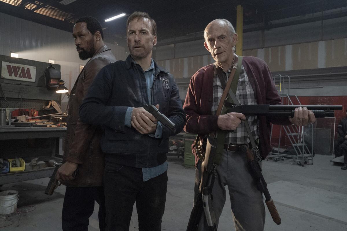 RZA, from left, Bob Odenkirk and Christopher Lloyd team up in "Nobody."