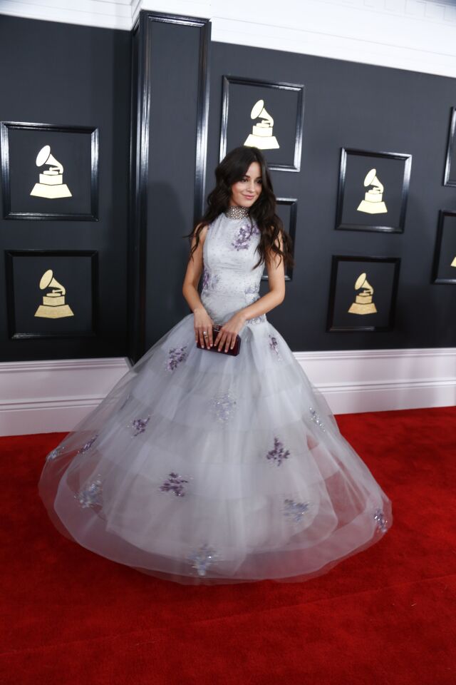 Camila Cabello arrives at the 59th Grammy Awards.