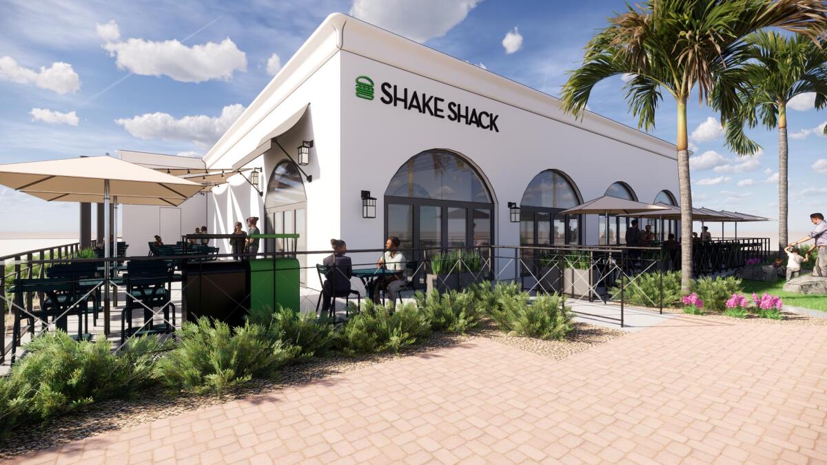 A rendering of the new Shake Shack restaurant at The Beacon center in Carlsbad.