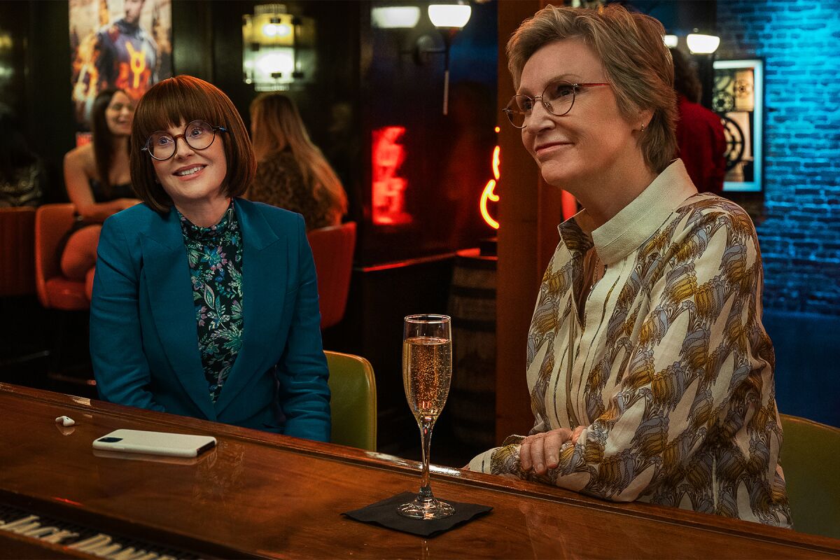 Two women walk into a bar: Megan Mullally (left) and Jane Lynch are back for Season 3 of "Party Down."