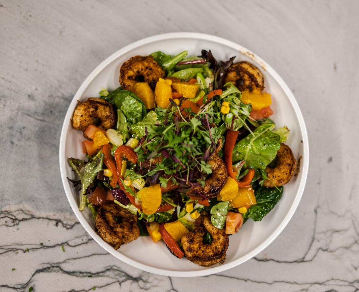 Chef Ramiro Guerra's spicy shrimp salad at The Lab Collaborative in Oceanside.