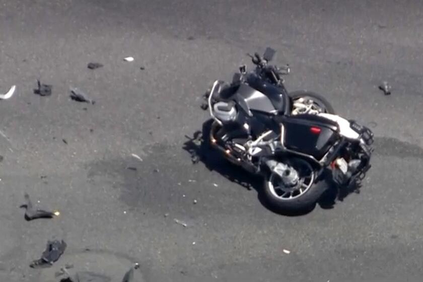 An investigation is underway after an on-duty motorcycle officer was hospitalized Thursday morning after a traffic collision in La Habra.