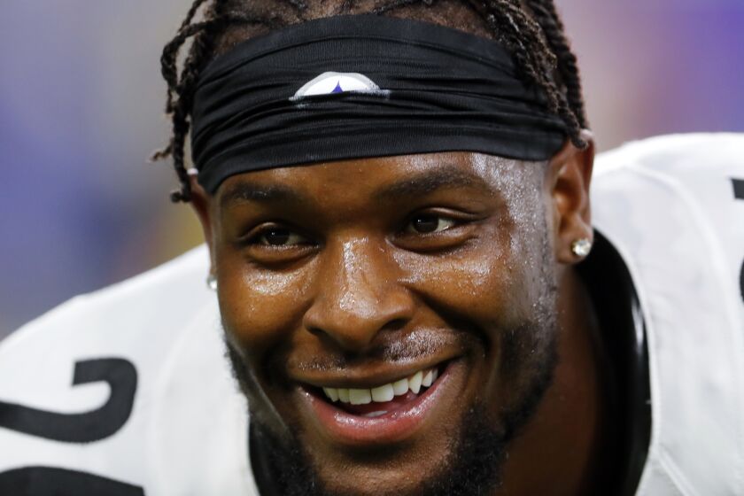 FILE - Pittsburgh Steelers running back Le'Veon Bell (26) smiles during an NFL football game against the Detroit Lions in Detroit on Oct. 29, 2017. The former Pittsburgh Steelers and New York Jets running back said on a podcast, Friday, May 26, 2023, he smoked marijuana before playing some NFL games during his career. (AP Photo/Paul Sancya, File)