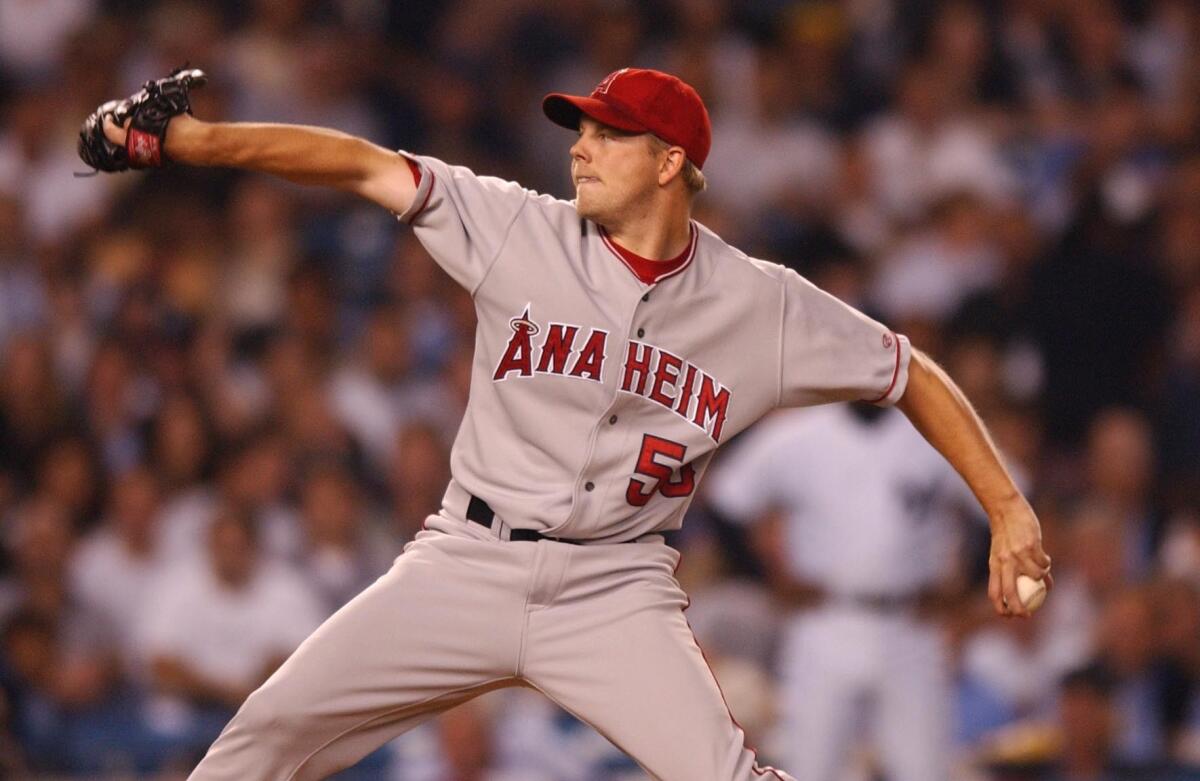 The Angels send their ace Jarrod Washburn to face Yankee pitcher Roger Clemens in a 2002 match–up.