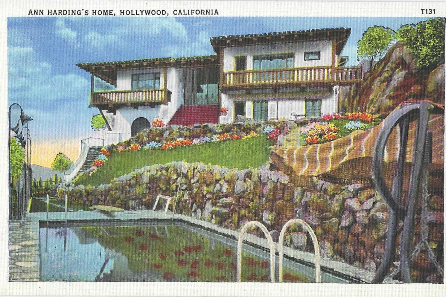 Ann Harding's home on a vintage postcard