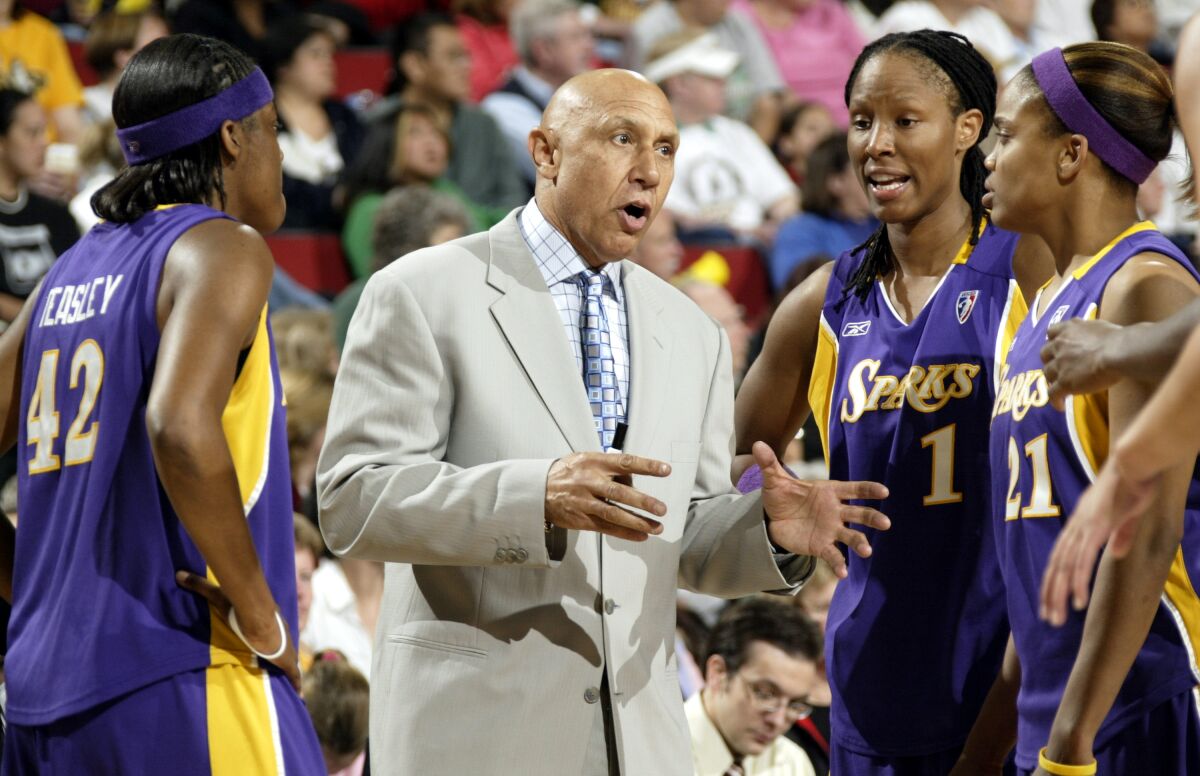 Henry Bibby coaching the WNBA's Los Angeles Sparks in 2005.