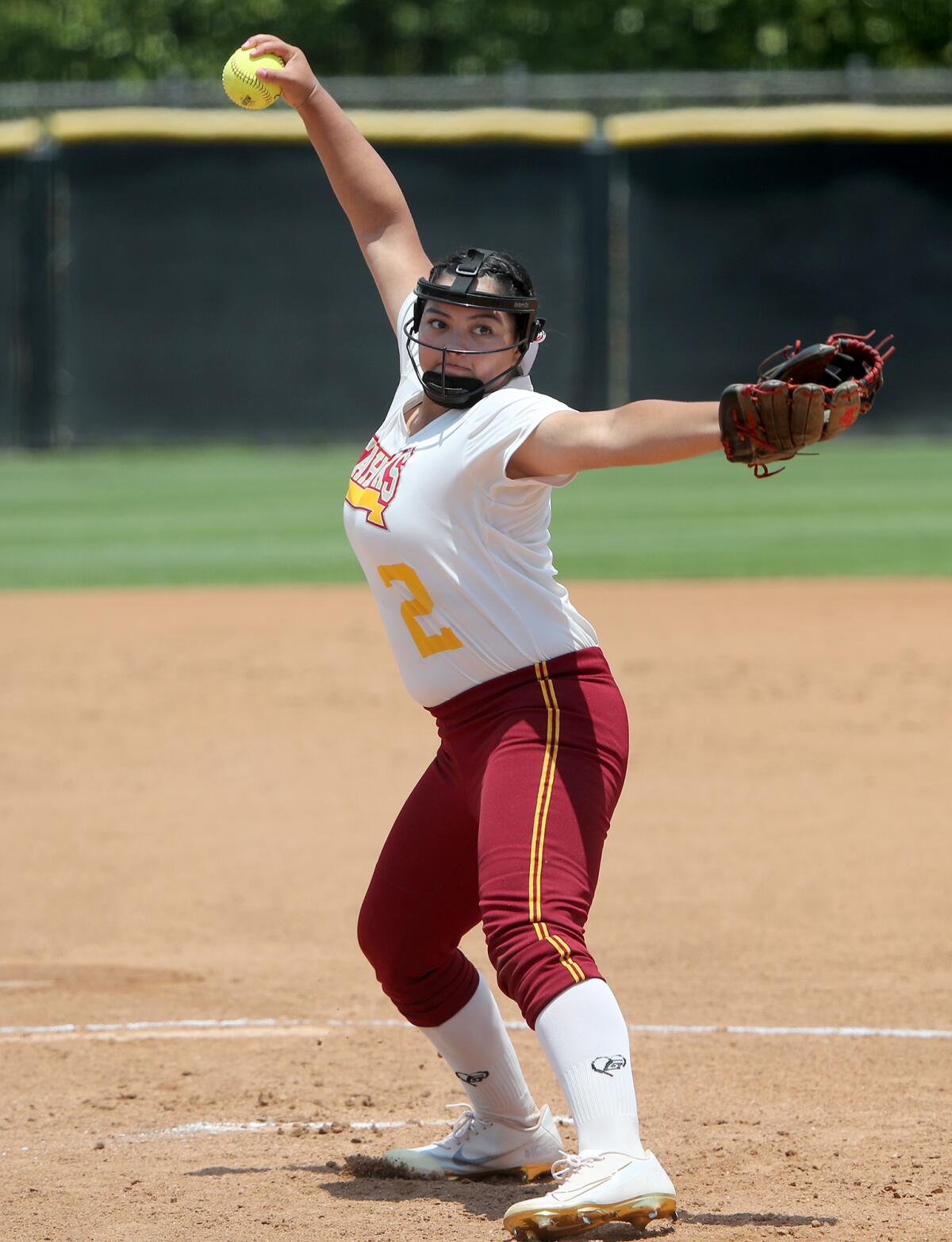 Ocean View senior Desyree Arizmendi pitches during the first inning against Upland Western Christian.