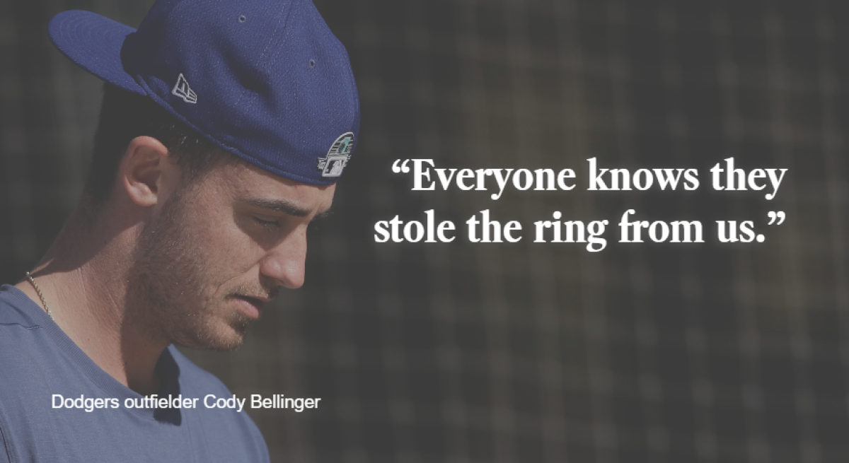 Cody Bellinger, "Everyone knows they stole the ring from us."